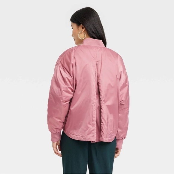 Women’s pink mauve bomber jacket coat Valentine’s Day jacket moto jacket medium - Picture 1 of 16